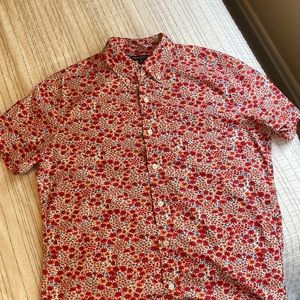Mens J Crew Patterned Short Sleeve Button Down Shirt